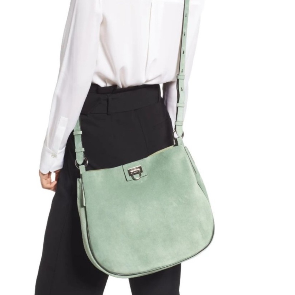 SALVATORE FERRAGAMO Suede Reverse Hobo Nymph Green
New